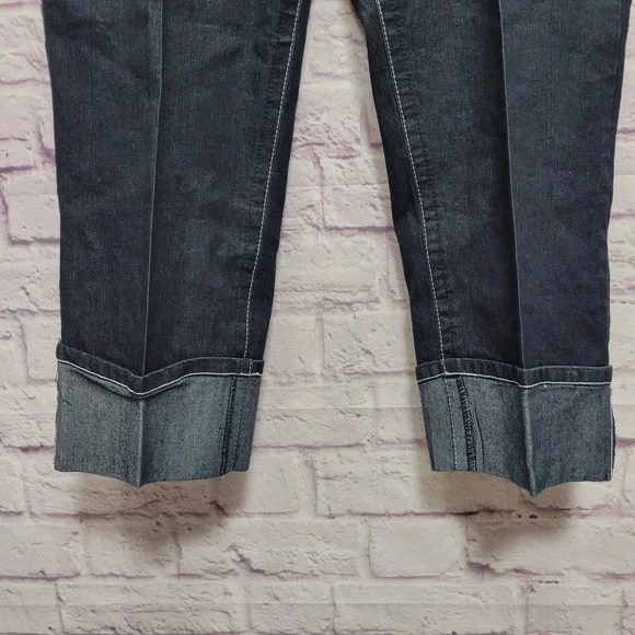 Y2K Angels Jeans Capri Cuffed Denim Womens 20 Triple Button Casual Dark Wash - Picture 5 of 9